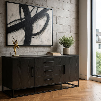 Dressoir melamine zwart 180cm Hazel