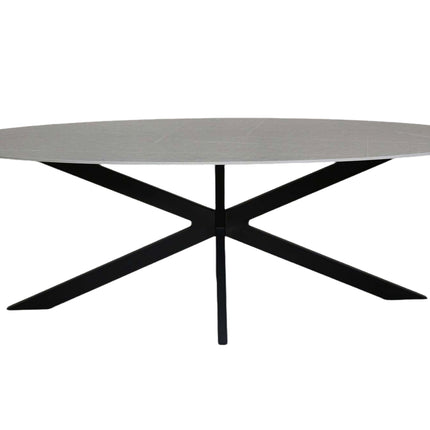 Eettafel ovaal 210cm Figo marmerlook grijs ovale tafel