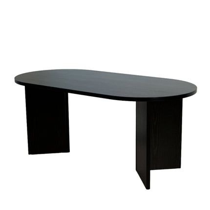 Eettafel Japandi ovaal 180cm zwart melamine Nancy