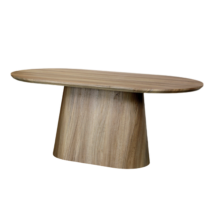 Eettafel Japandi ovaal Saga 180cm lichtbruin MDF