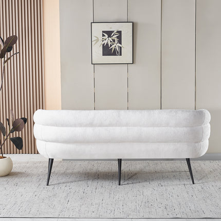 Eetkamerbank Quinn 180cm wit chenille