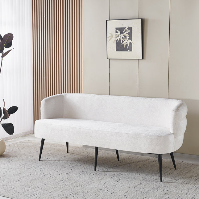 Eetkamerbank Quinn 180cm wit chenille