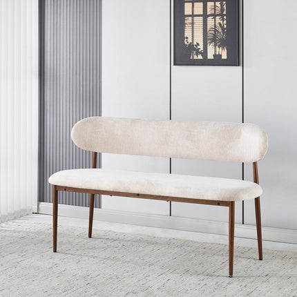 Eetkamerbank Japandi 140cm beige Reika walnoot