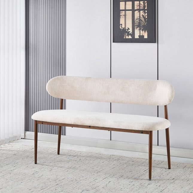 Eetkamerbank Japandi 140cm beige Reika walnoot