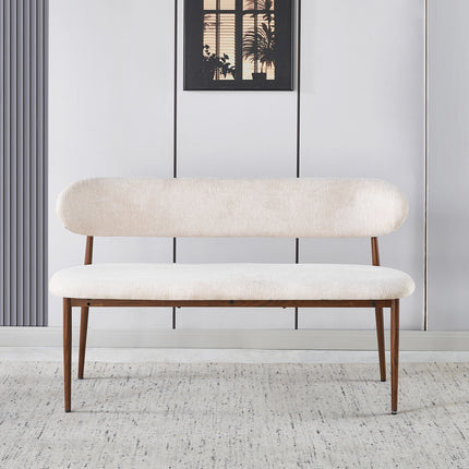 Eetkamerbank Japandi 140cm beige Reika walnoot