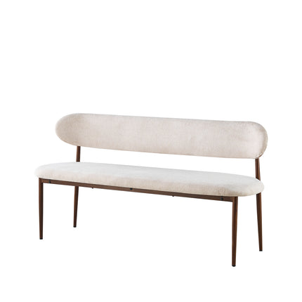 Eetkamerbank Japandi 160cm beige Reika walnoot