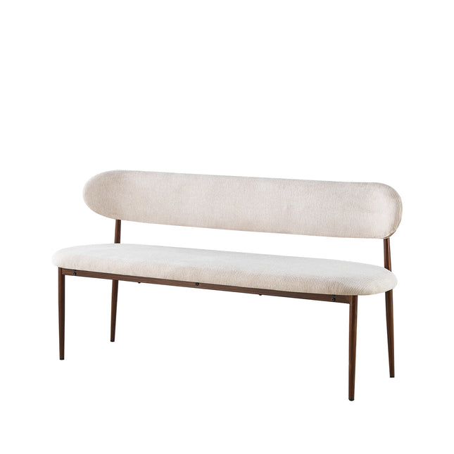 Eetkamerbank Japandi 160cm beige Reika walnoot