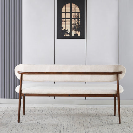 Eetkamerbank Japandi 160cm beige Reika walnoot