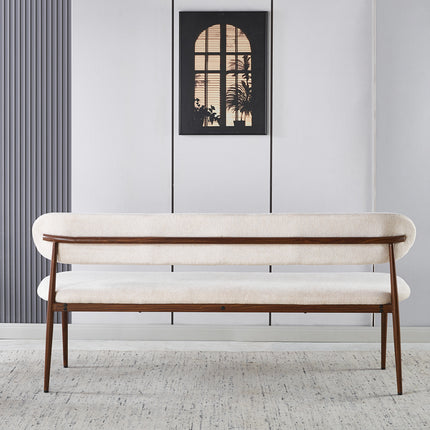 Eetkamerbank Japandi 180cm beige Reika walnoot