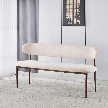 Eetkamerbank Japandi 160cm beige Reika walnoot