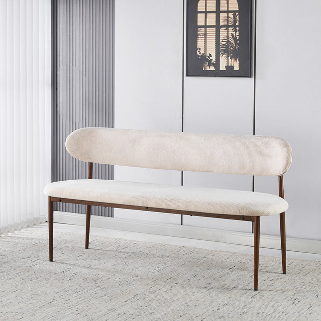 Eetkamerbank Japandi 160cm beige Reika walnoot