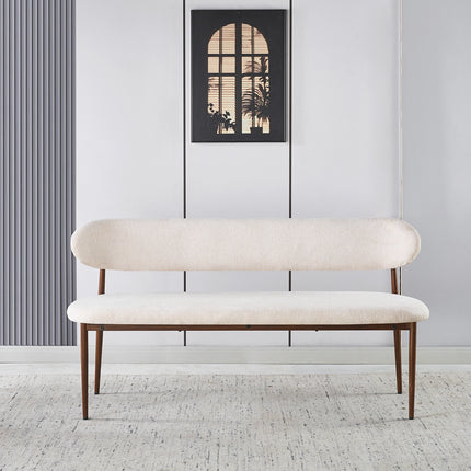 Eetkamerbank Japandi 160cm beige Reika walnoot