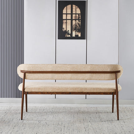 Eetkamerbank Japandi 160cm bruin Reika walnoot