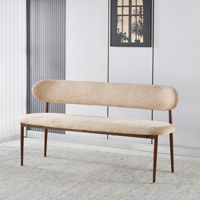 Eetkamerbank Japandi 160cm bruin Reika walnoot