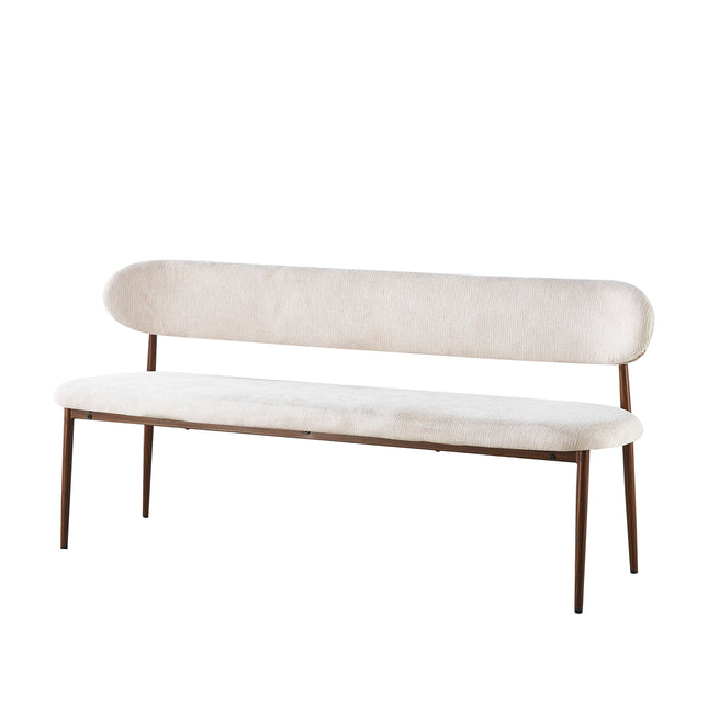 Eetkamerbank Japandi 180cm beige Reika walnoot