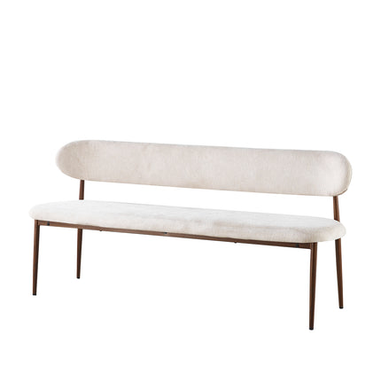 Eetkamerbank Japandi 180cm beige Reika walnoot