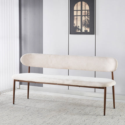 Eetkamerbank Japandi 180cm beige Reika walnoot