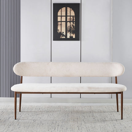 Eetkamerbank Japandi 180cm beige Reika walnoot