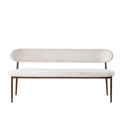 Eetkamerbank Japandi 180cm beige Reika walnoot