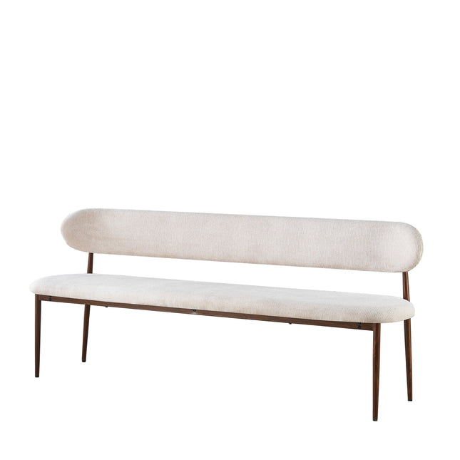 Eetkamerbank Japandi 200cm beige Reika walnoot