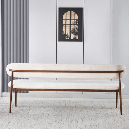 Eetkamerbank Japandi 200cm beige Reika walnoot