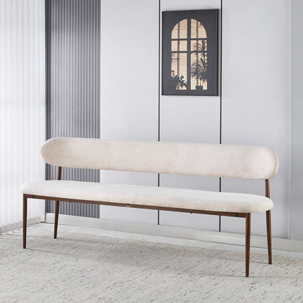 Eetkamerbank Japandi 200cm beige Reika walnoot