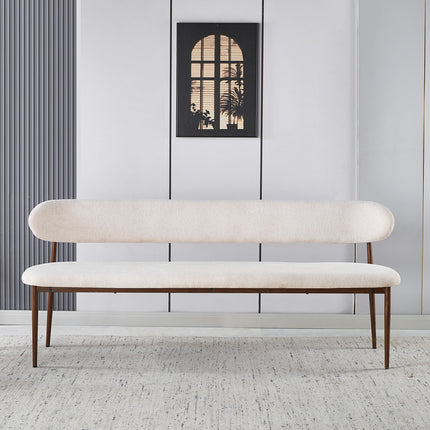 Eetkamerbank Japandi 200cm beige Reika walnoot