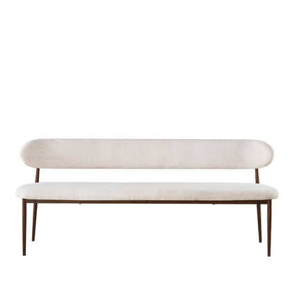 Eetkamerbank Japandi 200cm beige Reika walnoot