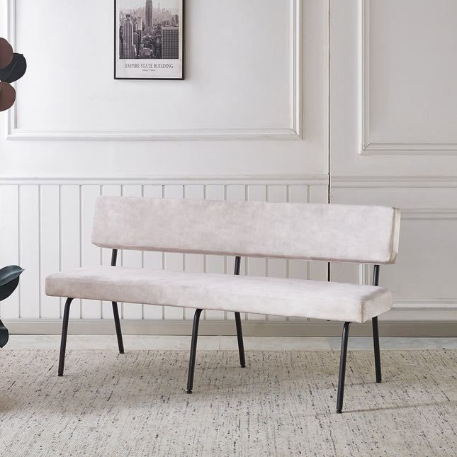 Eetkamerbank Wendy 180cm wit velvet