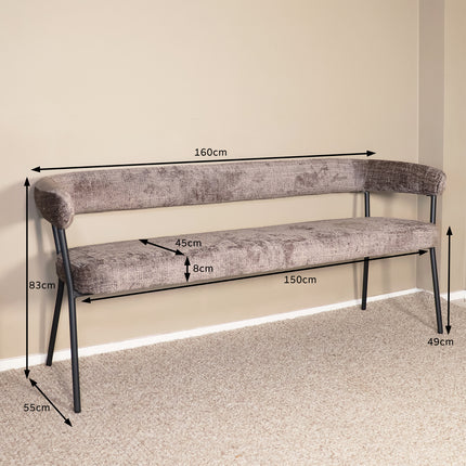Eetkamerbank Meggie 160cm taupe chenille