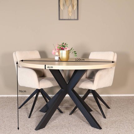 Eettafel Sanne rond 120cm lichtbruin melamine