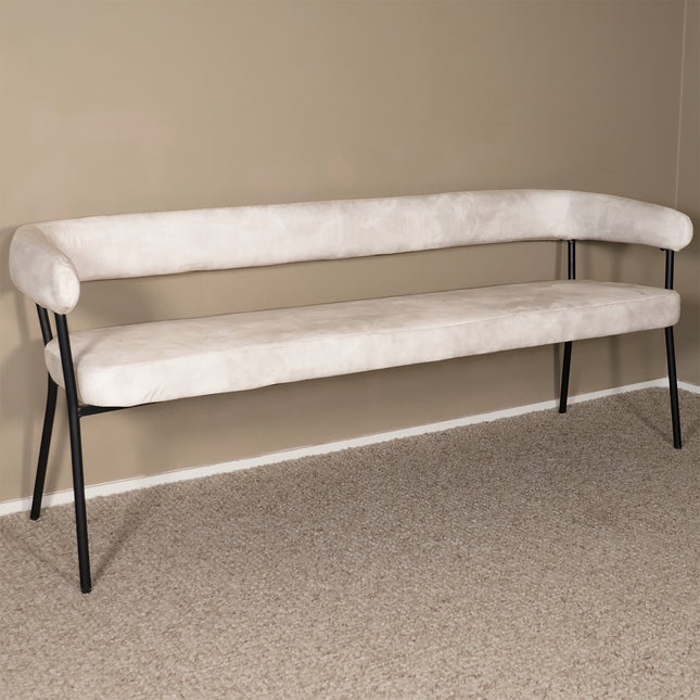 Eetkamerbank Meggie 180cm wit velvet