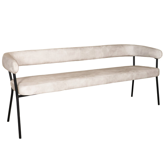 Eetkamerbank Meggie 180cm wit velvet