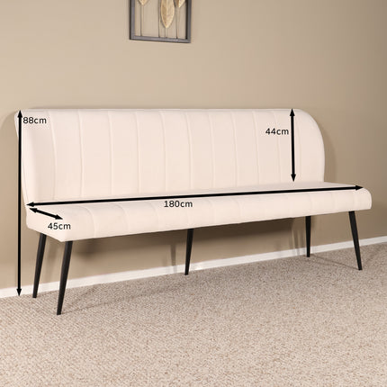 Eetkamerbank Sally 180cm creme velvet