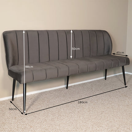 Eetkamerbank Sally 180cm grijs velvet