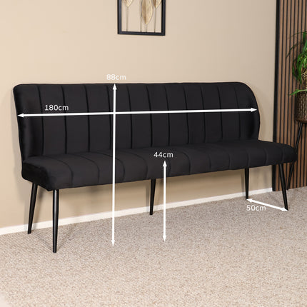 Eetkamerbank Sally 180cm zwart velvet