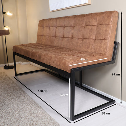 Eetkamerbank Vito 160cm bruin microvezel