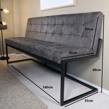 Eetkamerbank Vito 180cm antraciet microvezel