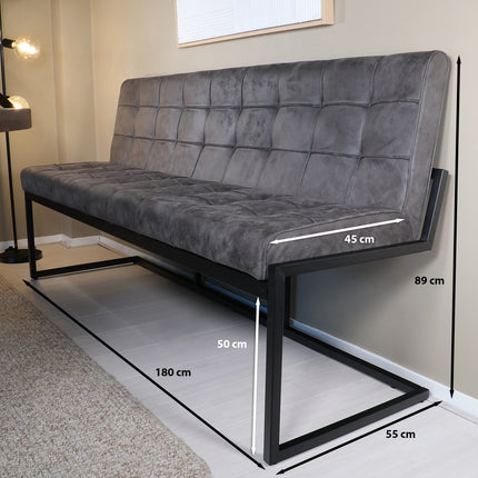 Eetkamerbank Vito 180cm antraciet microvezel