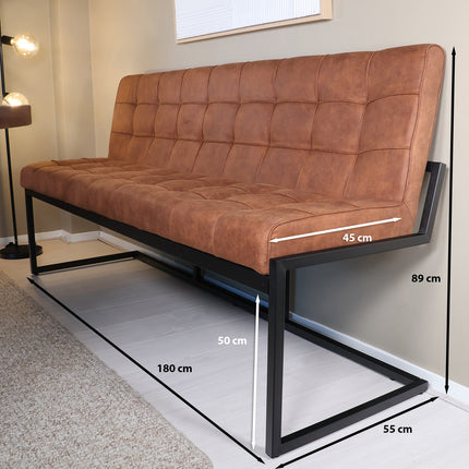 Eetkamerbank Vito 180cm cognac microvezel