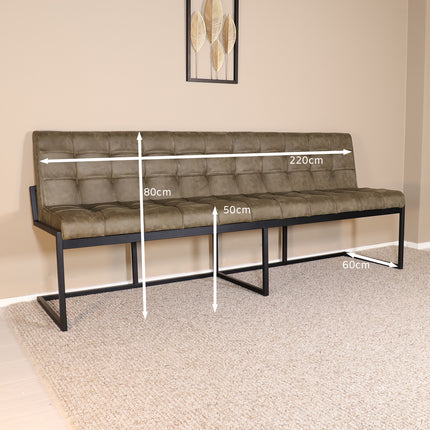 Eetkamerbank Vito 220cm donkergroen microvezel