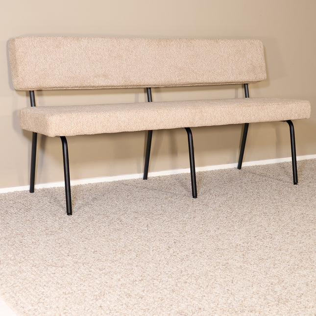 Eetkamerbank Wendy 160cm beige stof