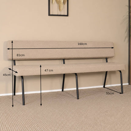 Eetkamerbank Wendy 160cm bruin stof