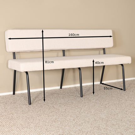 Eetkamerbank Wendy 160cm zand stof