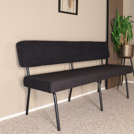 Eetkamerbank Wendy 160cm zwart stof