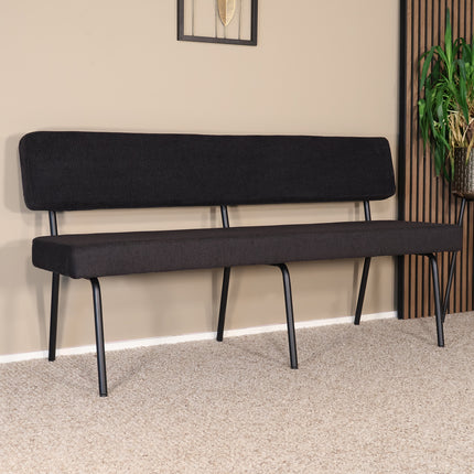 Eetkamerbank Wendy 160cm zwart stof