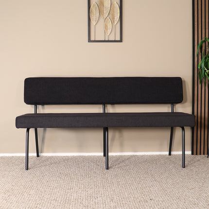 Eetkamerbank Wendy 160cm zwart stof