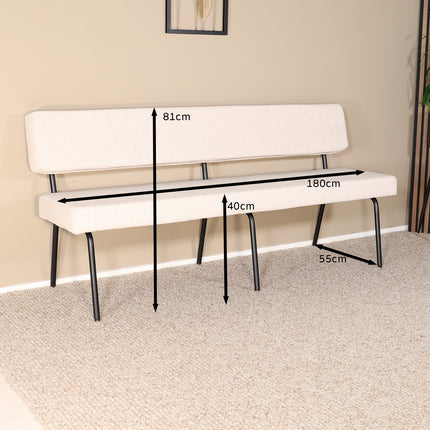 Eetkamerbank Wendy 180cm zand stof