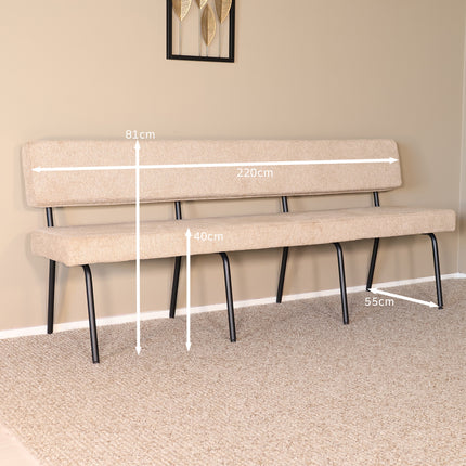 Eetkamerbank Wendy 200cm beige stof