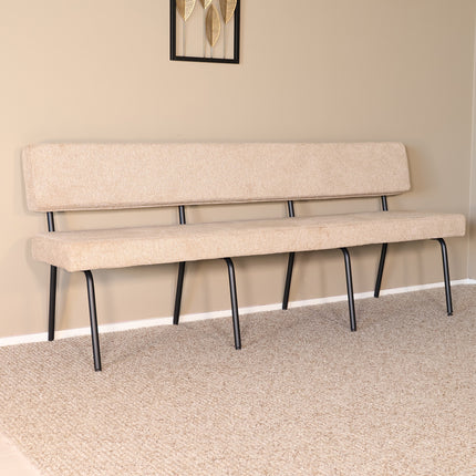Eetkamerbank Wendy 200cm beige stof